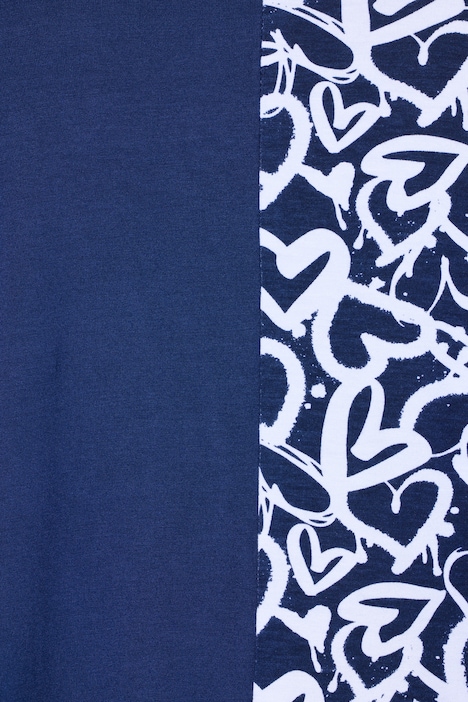 Longtop, A-Linie, halb mit Herz-Muster, Zipfelsaum
