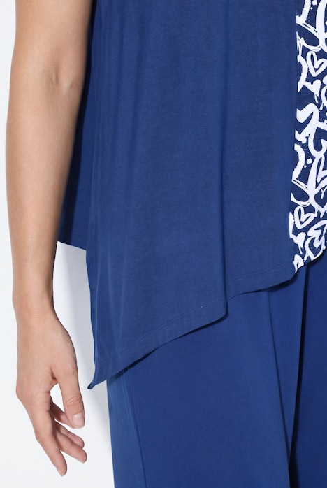 Longtop, A-Linie, halb mit Herz-Muster, Zipfelsaum