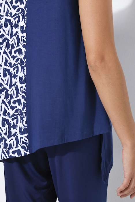Longtop, A-Linie, halb mit Herz-Muster, Zipfelsaum