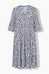 Allover Printed 3/4 Sleeve Flounce Panel Dress