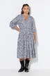 Allover Printed 3/4 Sleeve Flounce Panel Dress