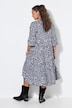 Allover Printed 3/4 Sleeve Flounce Panel Dress