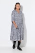 Allover Printed 3/4 Sleeve Flounce Panel Dress