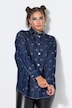 Jeanshemd, oversized, Glitzer-Herzen, Langarm