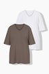 T-shirt, 2-pak, dekolt w serek, rękaw 1/2