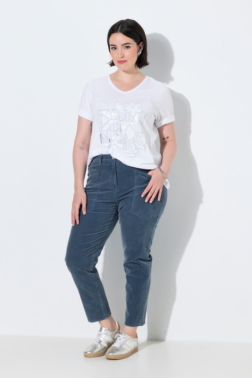 Corduroy broek, stretch corduroy, mom fit, comfortabele tailleband