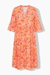 Midikleid, A-Line, Orchideen-Print, Volants