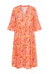 Midikleid, A-Line, Orchideen-Print, Volants