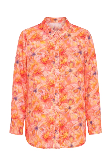Sunset Floral Long Sleeve Button-Down Blouse