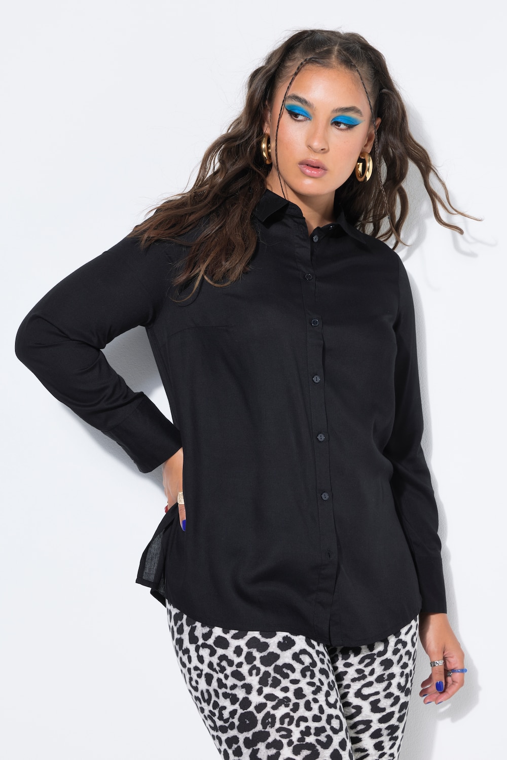 Hemdbluse, Straight Shape, Langarm