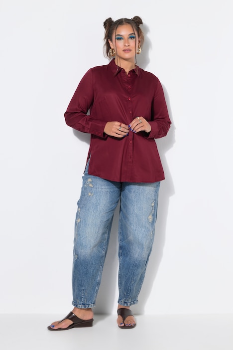 Hemdbluse, Straight Shape, Langarm