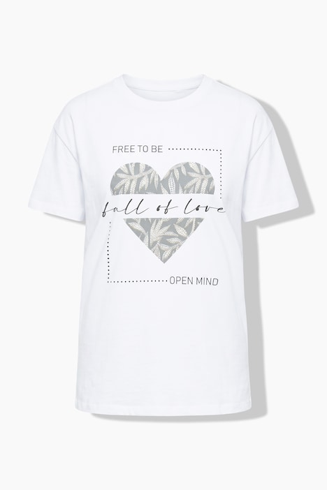 T-shirt, boxy fit, heart print, lettering