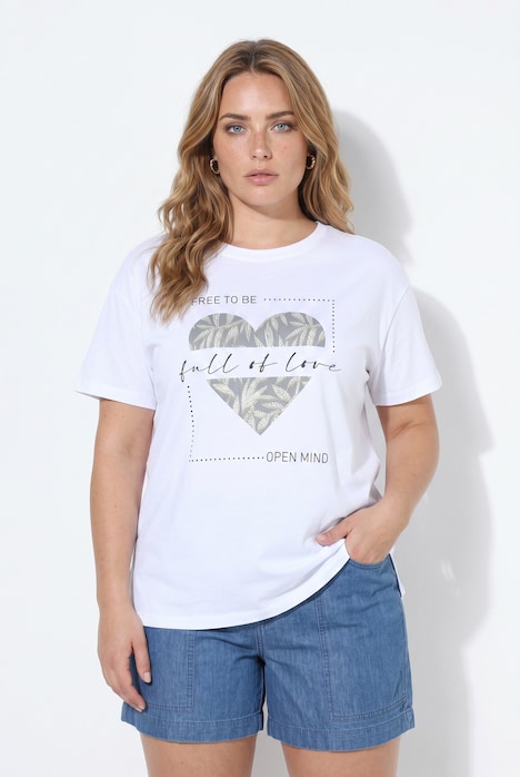T-shirt, boxy fit, heart print, lettering