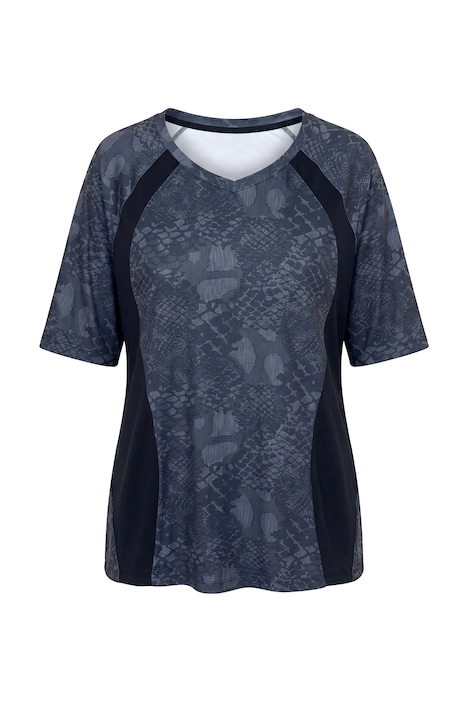 Funktions-Shirt, Schlangenmuster, V-Ausschnitt, Halbarm
