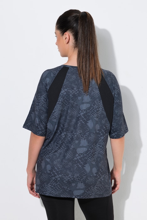 Funktions-Shirt, Schlangenmuster, V-Ausschnitt, Halbarm