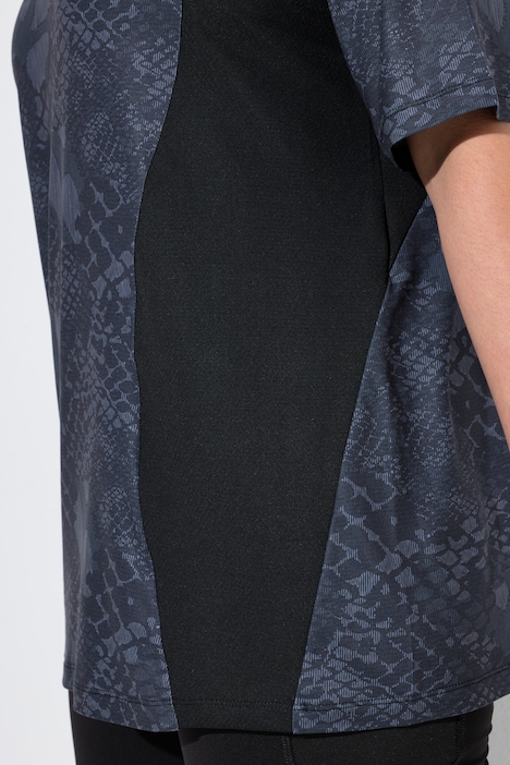 Funktions-Shirt, Schlangenmuster, V-Ausschnitt, Halbarm