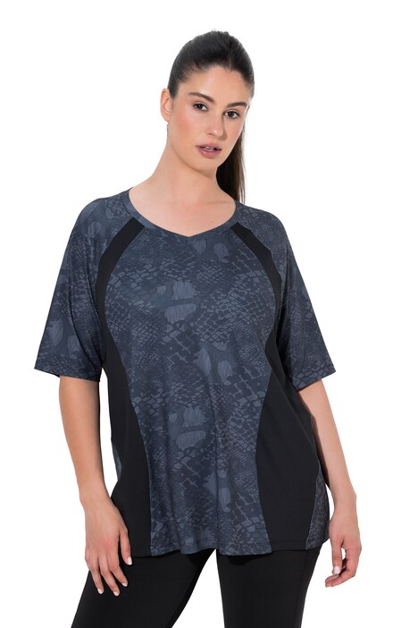Funktions-Shirt, Schlangenmuster, V-Ausschnitt, Halbarm