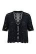 Cardigan, straight fit, openwork knit, short sleeves