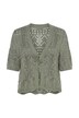 Cardigan, straight fit, openwork knit, short sleeves