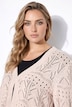 Strickjacke, Straight Fit, Ajourstrick, Halbarm