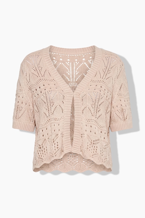 Vest, straight fit, ajourbreisel, korte mouw