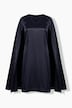 Capekleid, Satin, A-Linie, V-Ausschnitt, Cape-Ärmel