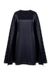 Capekleid, Satin, A-Linie, V-Ausschnitt, Cape-Ärmel