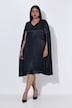Capekleid, Satin, A-Linie, V-Ausschnitt, Cape-Ärmel