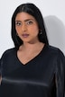 Capekleid, Satin, A-Linie, V-Ausschnitt, Cape-Ärmel
