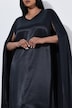 Capekleid, Satin, A-Linie, V-Ausschnitt, Cape-Ärmel