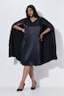 Capekleid, Satin, A-Linie, V-Ausschnitt, Cape-Ärmel