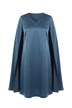 Capekleid, Satin, A-Linie, V-Ausschnitt, Cape-Ärmel