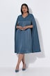 Capekleid, Satin, A-Linie, V-Ausschnitt, Cape-Ärmel