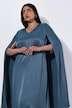 Capekleid, Satin, A-Linie, V-Ausschnitt, Cape-Ärmel