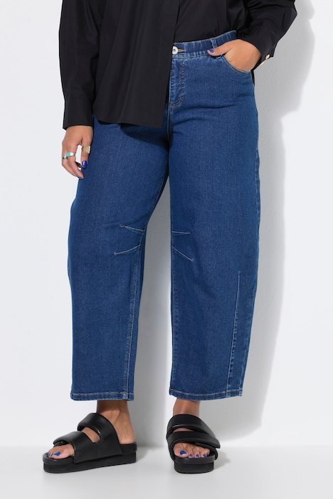 Barrel-jeans, vide ballonben, 5 lommer, elastisk linning