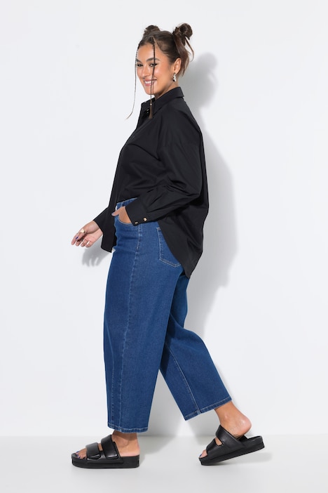 Barrel-jeans, vide ballonben, 5 lommer, elastisk linning