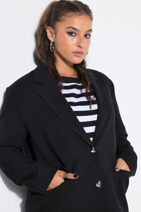 Oversize-Blazer, silberne Herz-Knöpfe, Komplettfutter
