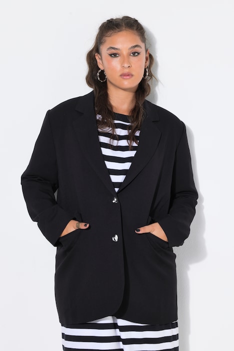 Oversize-Blazer, silberne Herz-Knöpfe, Komplettfutter