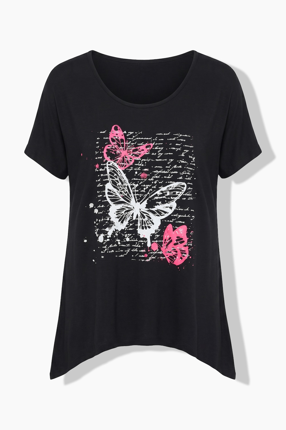 Longshirt, A-Linie, Schmetterlinge, Zipfelsaum
