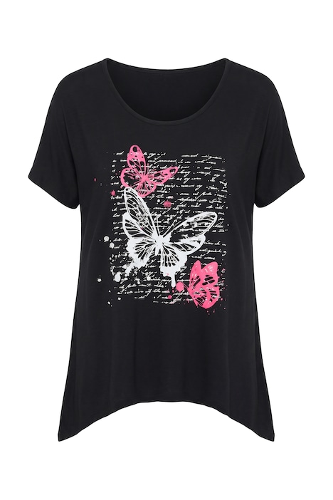 Long shirt, A-line, butterflies, asymmetric hem