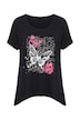 Long shirt, A-line, butterflies, asymmetric hem