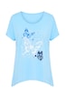 Long shirt, A-line, butterflies, asymmetric hem
