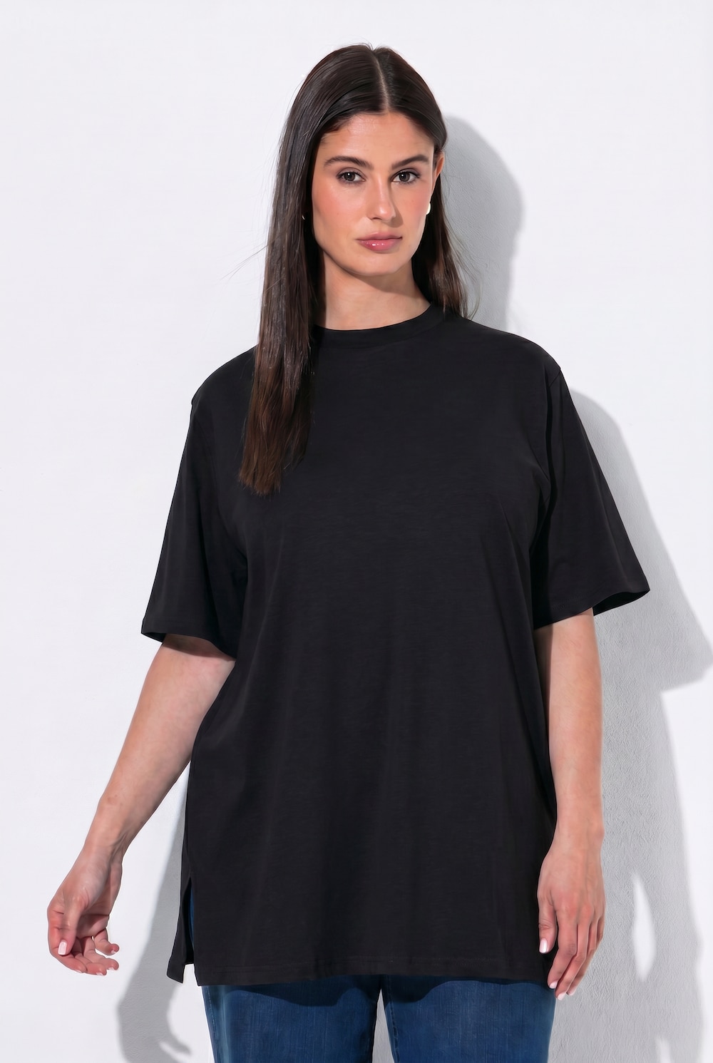 T-Shirt, Stehkragen, Halbarm