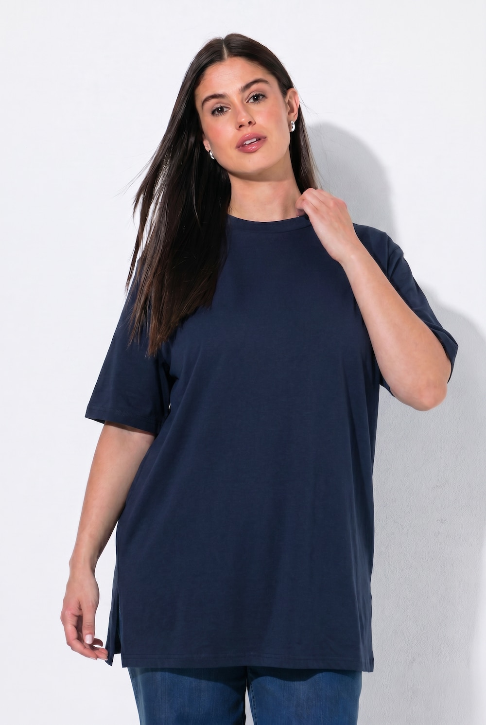 T-Shirt, Stehkragen, Halbarm