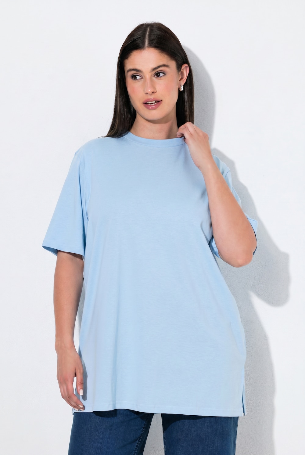 T-Shirt, Stehkragen, Halbarm