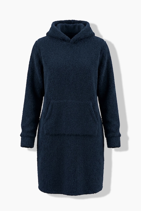 Loungewear-Kleid, Teddyfleece, oversized, Kapuze, Langarm