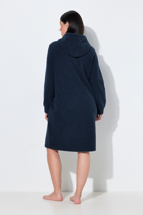 Loungewear-Kleid, Teddyfleece, oversized, Kapuze, Langarm