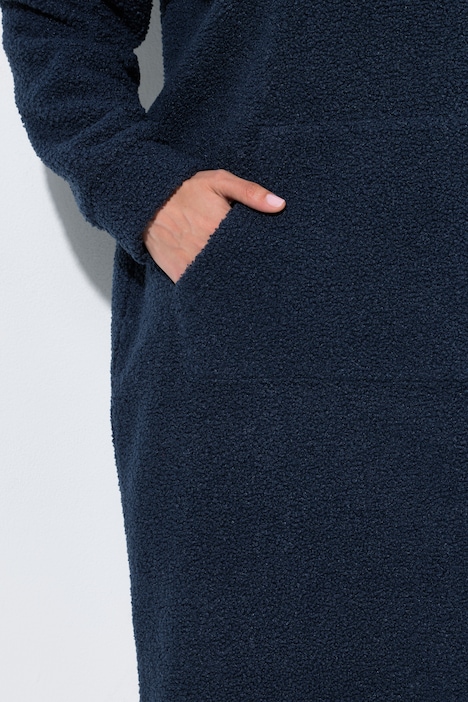 Loungewear-Kleid, Teddyfleece, oversized, Kapuze, Langarm