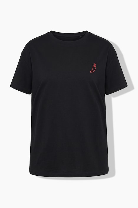 T-shirt, boxy fit, chili-print op de achterkant met sierkraaltjes
