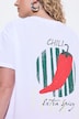 T-shirt, coupe Boxy Fit, imprimé piment au dos et perles fantaisie